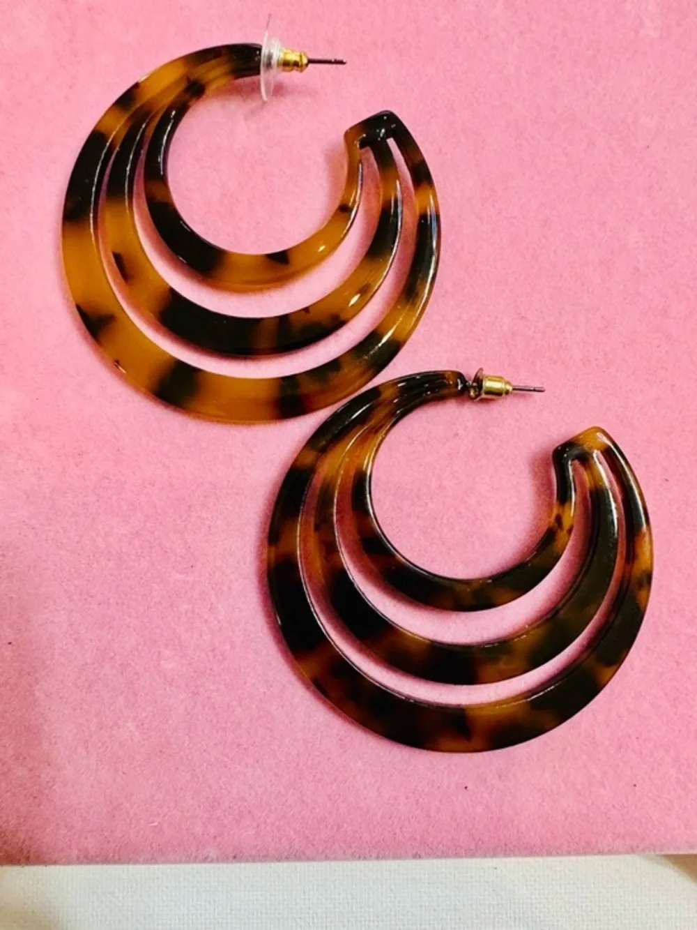 Tortoiseshell Triple Hoop Earrings